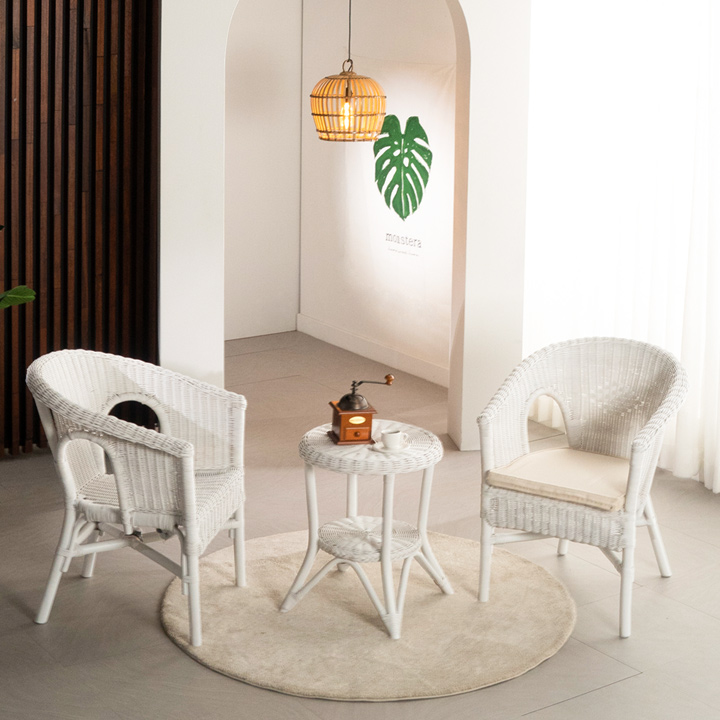 벨리아라탄T테이블세트(브라운/화이트/내추럴)