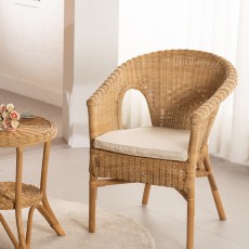 벨리아1인라탄체어(브라운/화이트/내추럴)