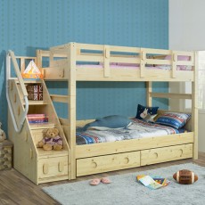 (5%추가할인/익일배송) 하이디원목이층침대프레임계단형(전용깔판증정/매트리스업그레이드)