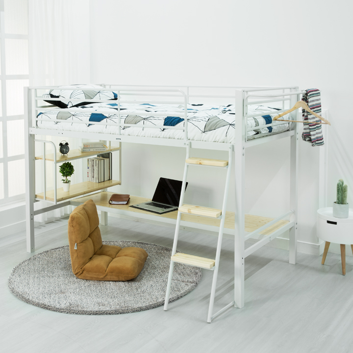 (5%추가할인/익일배송) 럭키벙커철제침대프레임(원목발판+스틸행거증정+매트리스업그레이드)