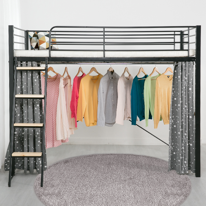 (8%즉시할인/익일배송) 뉴토리노옷걸이형철제벙커침대프레임(원목발판증정/매트리스업그레이드)