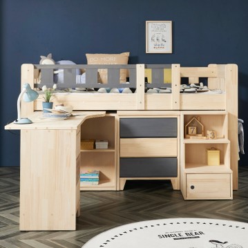 (착불) 제이미원목낮은책상형벙커침대프레임