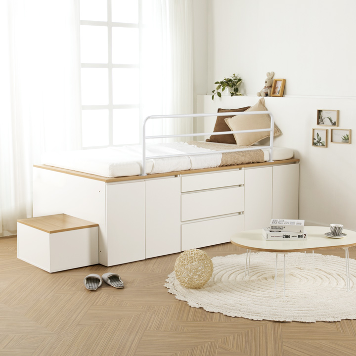 (착불) 데니스수납평상형침대프레임(슈퍼싱글/퀸)