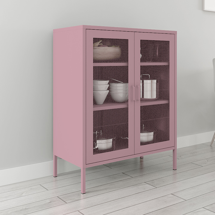 (택배배송) 블랑3단투명캐비넷매쉬수납장