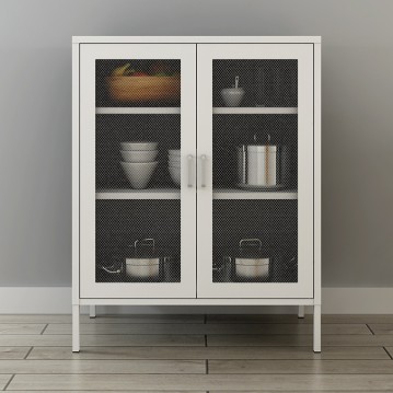 (택배배송) 블랑3단투명캐비넷매쉬수납장