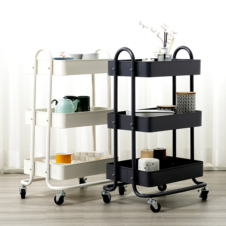 (택배배송) 에보니아 이동식 접이식 외전 트롤리 카트 북카트 수납선반 틈새 기저귀 정리함 2단 3단(버기/카더/브리든/반스)