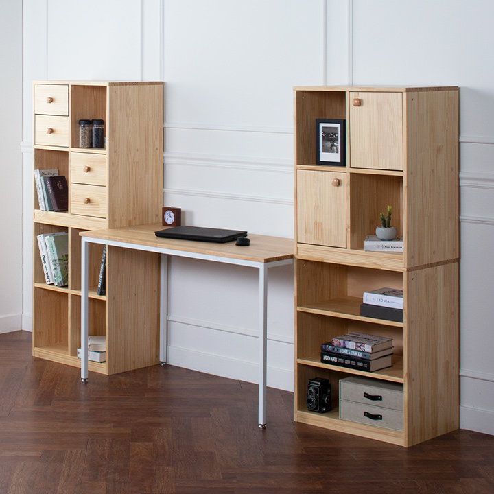 소나무원목모듈책상세트 (책상, 서랍장, 수납장)