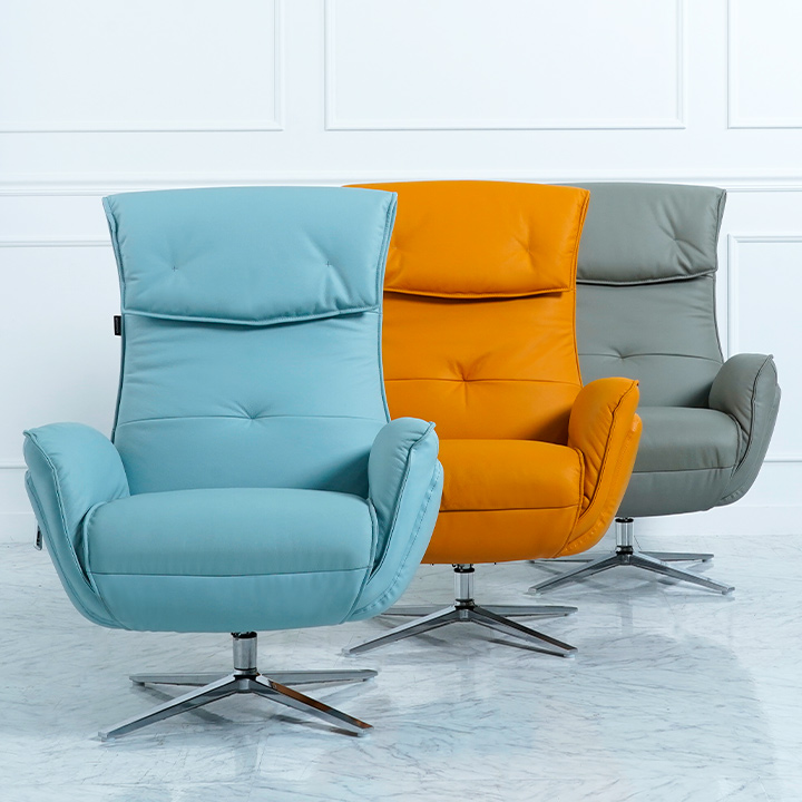 (익일배송) 기네스라운지회전소파의자+풋스툴(천연면피소가죽)