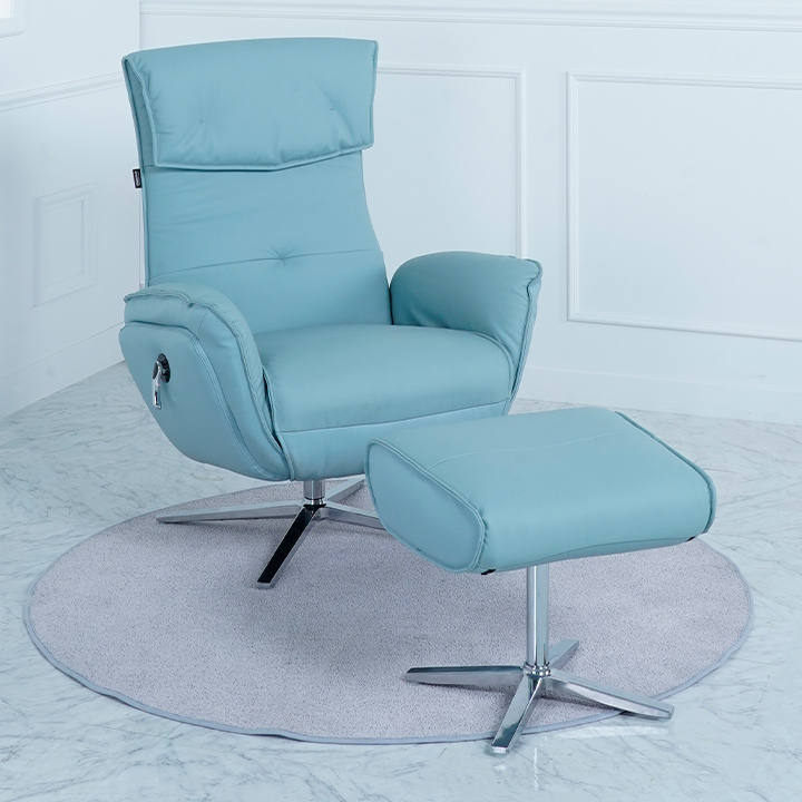 (익일배송) 기네스라운지회전소파의자+풋스툴(천연면피소가죽)