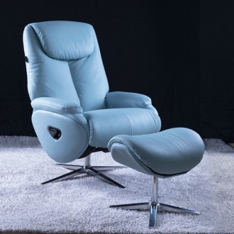 (익일배송) 로제라운지회전소파의자+풋스툴(천연면피소가죽)