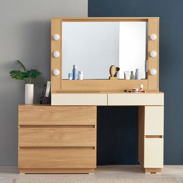 (착불) 아일로수납화장대세트800(셀럽조명거울)