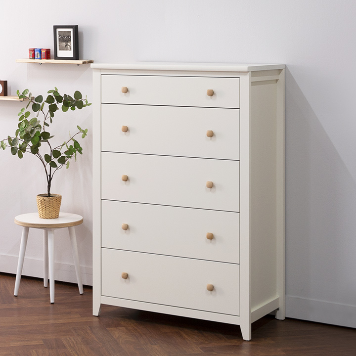 하리쉬3자5단원목서랍장(화이트)