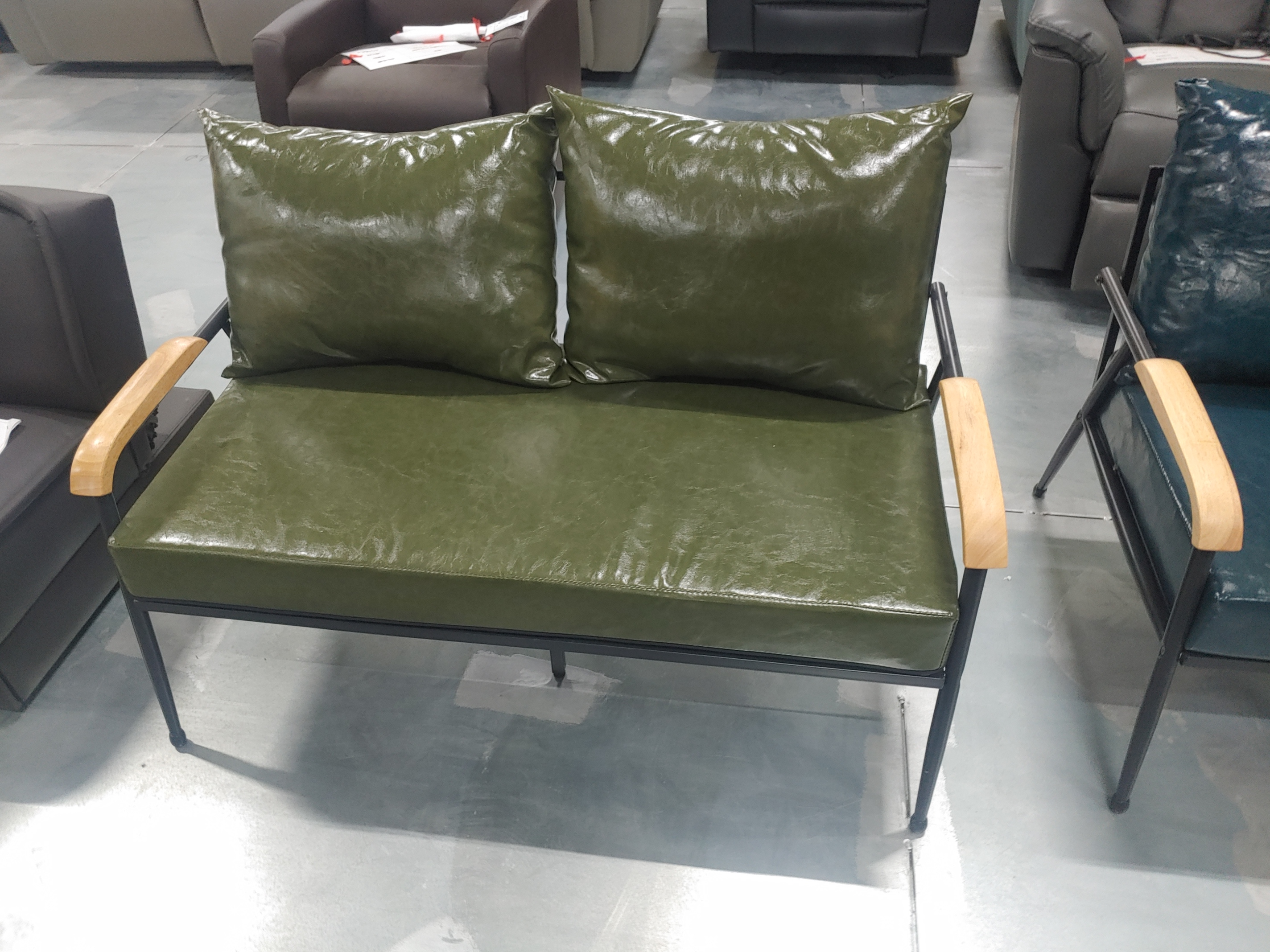 [샘플상품_A등급] 210430-12(IC-6) 철제2인소파_인조_그린