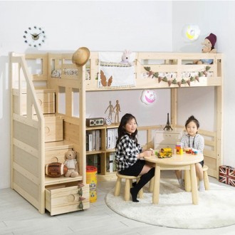 (익일배송) 미키키높이벙커침대계단수납형프레임(싱글)(업그레이드이벤트)