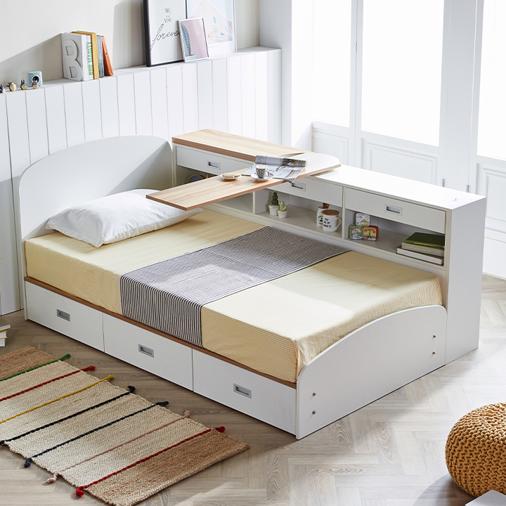 (착불) 리오책장책상형수납침대(슈퍼싱글/퀸)