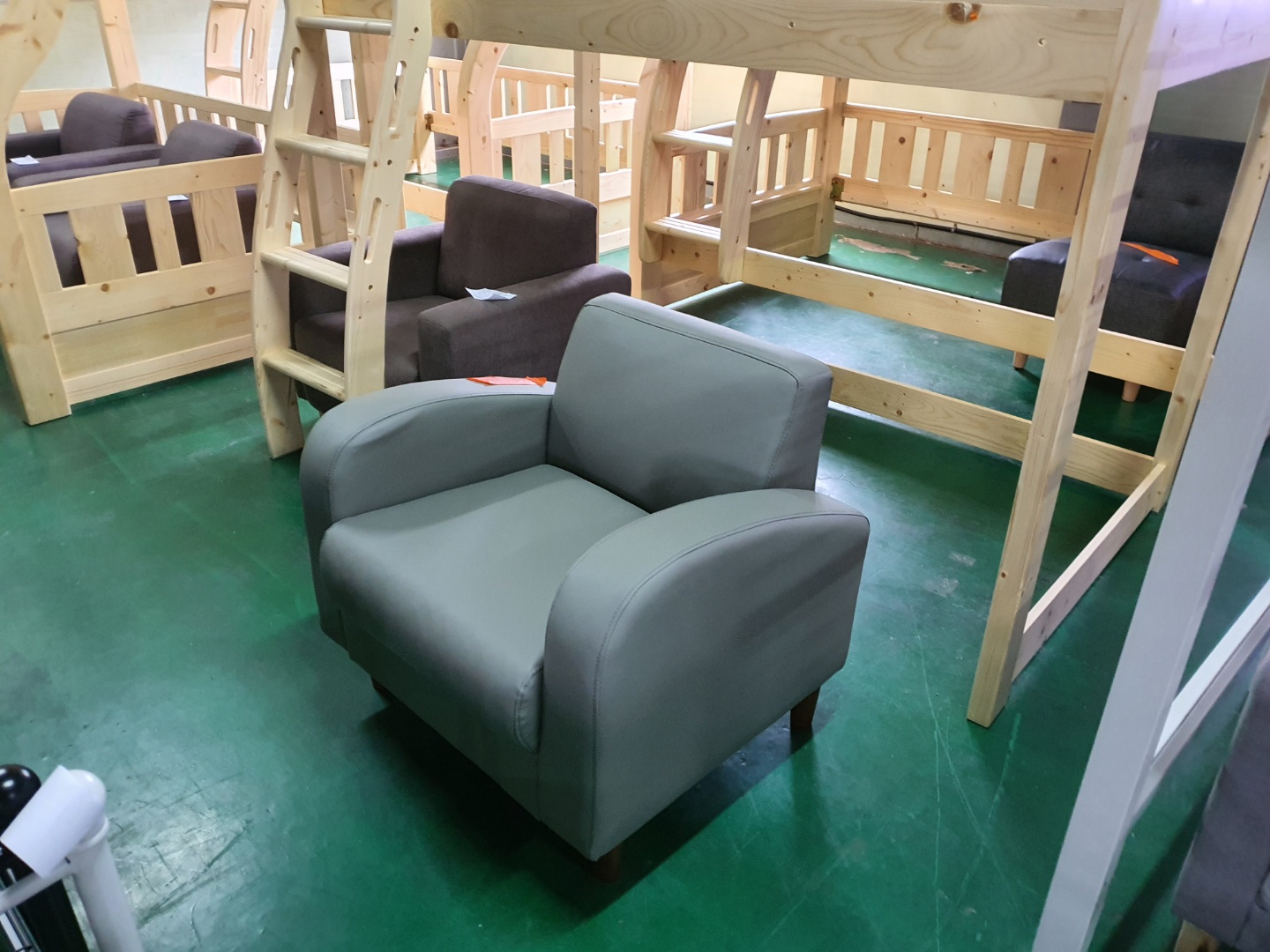 [B등급] 210910-2 샤인1인소파_인조가죽_그레이