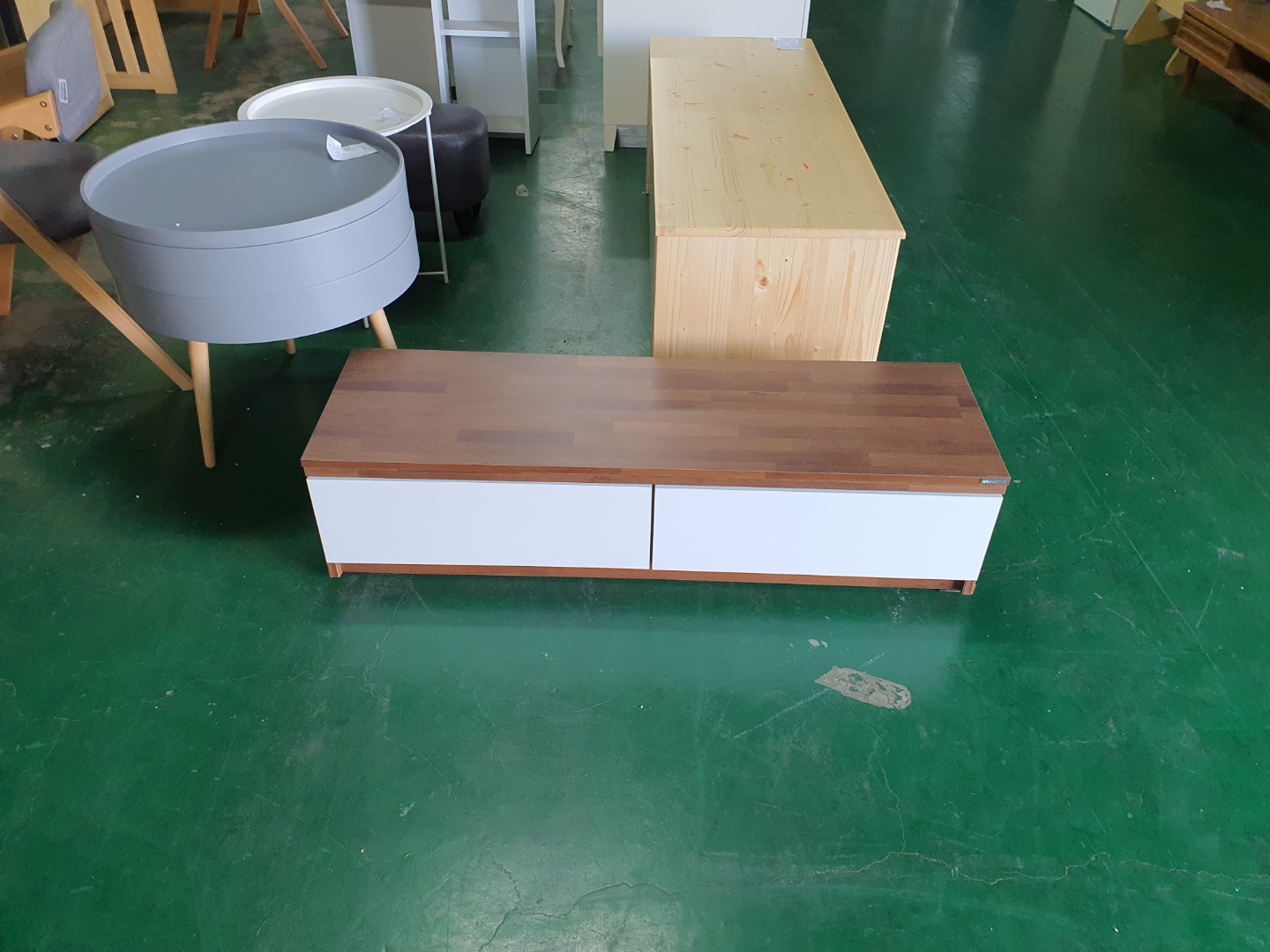 [B등급] 211014-15 폴드1단거실장1200_멀바우_화이트