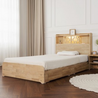 (착불) 셀틱LED수납원목침대(4서랍)(슈퍼싱글)