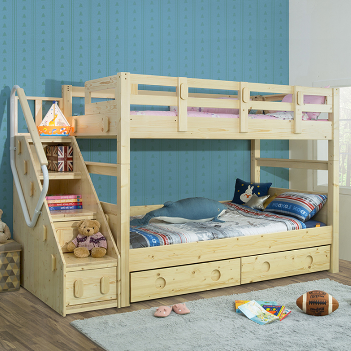 (5%추가할인/익일배송) 하이디원목이층침대프레임계단형(전용깔판증정/매트리스업그레이드)